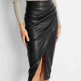 Legacy Sydney | Faux Leather Pleated Split Skirt