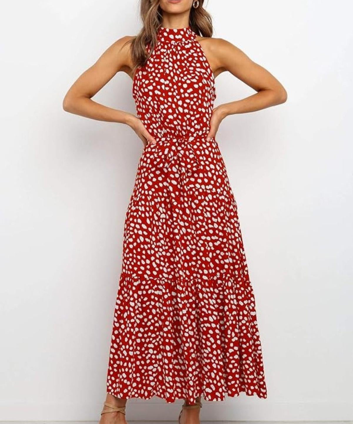 Polka Dot Halter Midi Summer dress