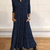 Long Relaxed Dress With V-Neck