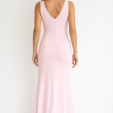Ruched V-neck Wedding Guest Maxi Dress