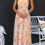 Elegant Watercolour Maxi Dress for Summer Party