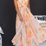 Elegant Watercolour Maxi Dress for Summer Party
