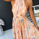 Elegant Watercolour Maxi Dress for Summer Party