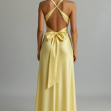 Satin Halter Prom Maxi Gown