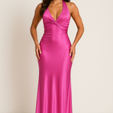 Satin Halter Prom Maxi Gown