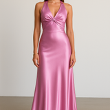Satin Halter Prom Maxi Gown