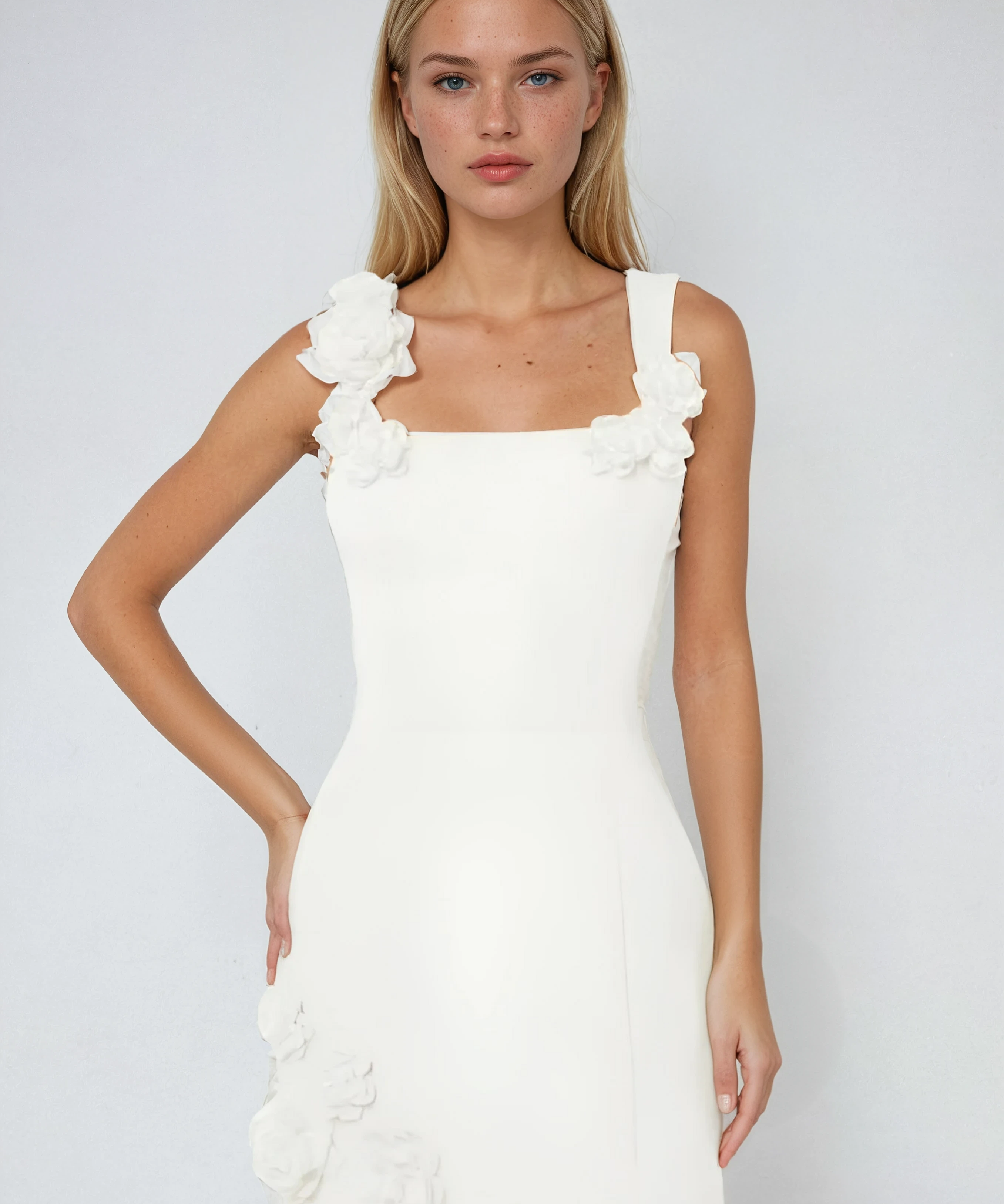 Pink Floral Appliqué Summer Cocktail Mini Dress