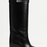 Women's Shark Lock Knee-High Faux Leather Boots
