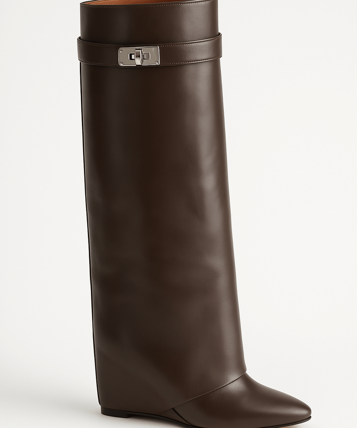 Women's Shark Lock Knee-High Faux Leather Boots