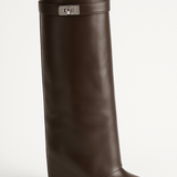 Women's Shark Lock Knee-High Faux Leather Boots