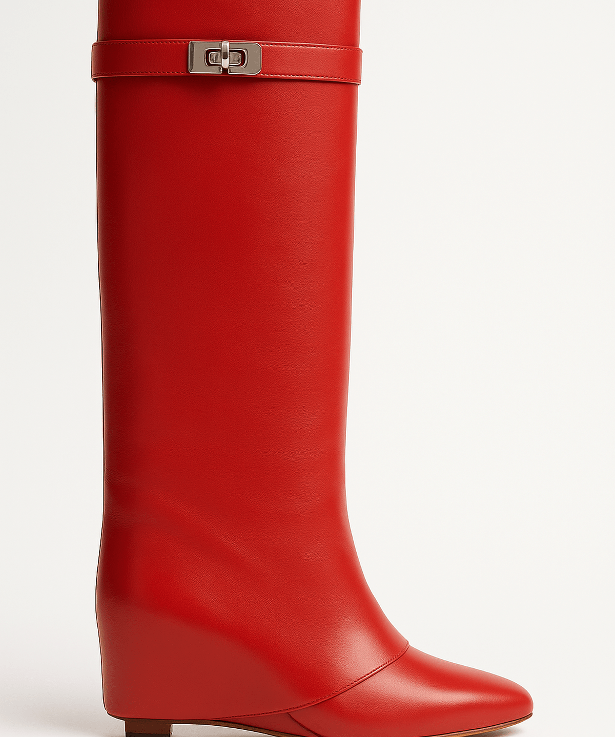 Women's Shark Lock Knee-High Faux Leather Boots