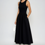 Formal Sleeveless Cotton Blend Maxi Dress
