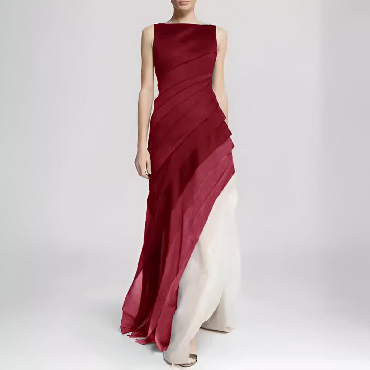 Sleeveless Satin Gown Maxi Dress - for Special Occasions