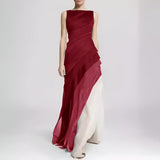 Sleeveless Satin Gown Maxi Dress - for Special Occasions