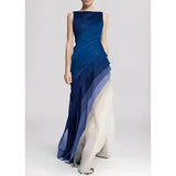 Sleeveless Satin Gown Maxi Dress - for Special Occasions