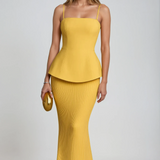 Yellow Strapless Formal Evening Maxi Dress