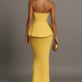 Yellow Strapless Formal Evening Maxi Dress