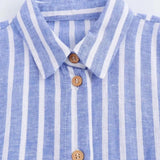 Striped Linen-Blend Work Maxi Dress with Belt