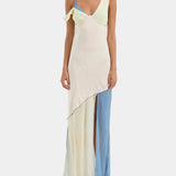 Elegant Asymmetrical Pastel Maxi Dress
