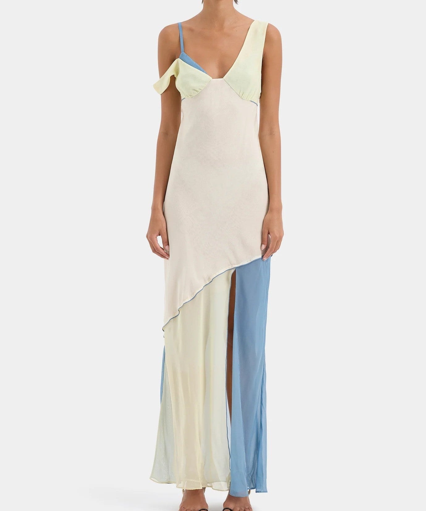 Elegant Asymmetrical Pastel Maxi Dress
