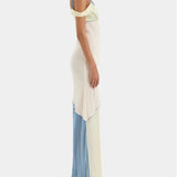 Elegant Asymmetrical Pastel Maxi Dress