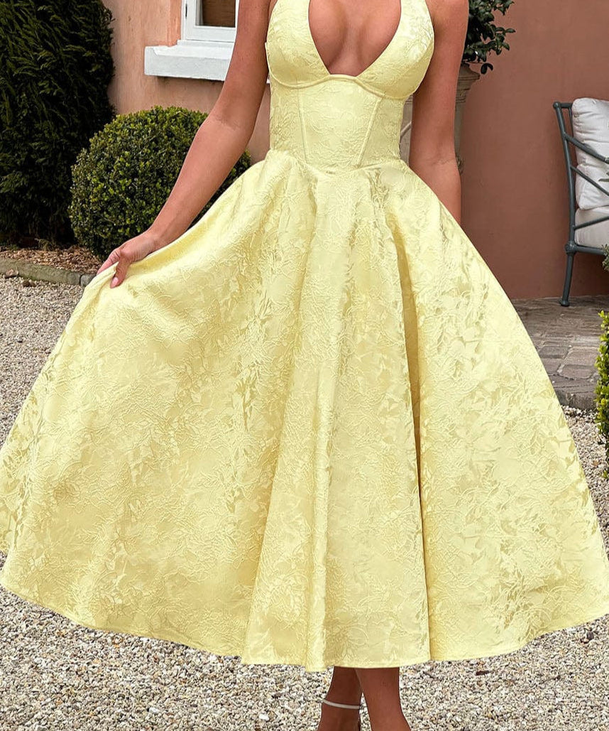 Yellow Triana Wedding Guest Midi Dress