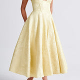 Yellow Triana Wedding Guest Midi Dress