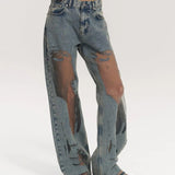 Legacy Sydney | High Waist Mesh Panel Wide Leg Jeans
