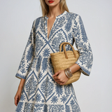 V-Neck Boho Pattern Summer Midi Dress