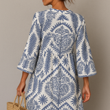 V-Neck Boho Pattern Summer Midi Dress