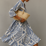 V-Neck Boho Pattern Summer Midi Dress