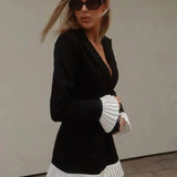 V-Neck Pleated Classy Casual Mini Dress with Button Front Closure