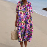 V-Neck Floral Beach Summer Midi Dress