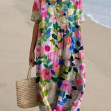 V-Neck Floral Beach Summer Midi Dress