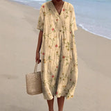 V-Neck Floral Beach Summer Midi Dress