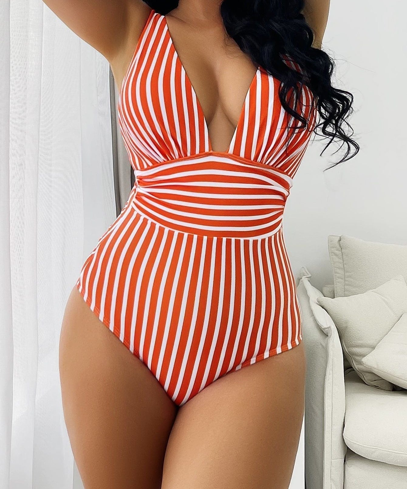 Legacy Sydney | V-Neck Retro Striped Swimsuit