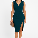 V-neck Bodycon Evening Midi Dress