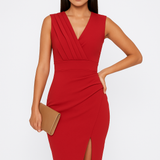 V-neck Bodycon Evening Midi Dress