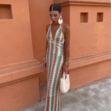 Crochet Halterneck Summer Evening Maxi Dress