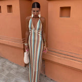 Crochet Halterneck Summer Evening Maxi Dress