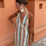 Crochet Halterneck Summer Evening Maxi Dress