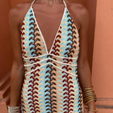 Crochet Halterneck Summer Evening Maxi Dress