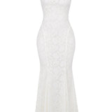 White Wedding Guest Maxi Dress with Spaghetti Straps