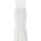 White Wedding Guest Maxi Dress with Spaghetti Straps