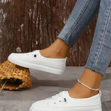 Casual Round Toe Flat Shoes with Lace-Up Design for Women