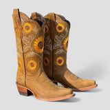 Women's Floral Embroidered Cowgirl Boots with Low Block Heel