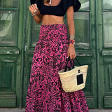 Legacy Sydney | Summer Floral Print Boho Maxi Skirt