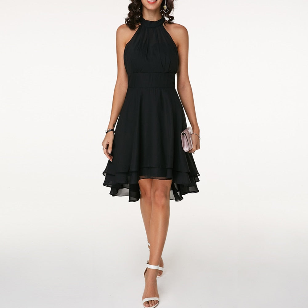 Women’s Halter Cocktail Party Midi Dress