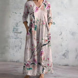 Flowy V-Neck Floral Summer Maxi Dress