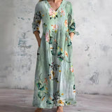 Flowy V-Neck Floral Summer Maxi Dress